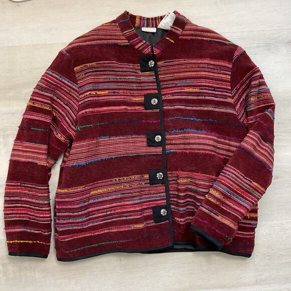 White Stag Multicolor Tapestry Striped Cottage core Jacket Womens XL - Picture 1 of 9